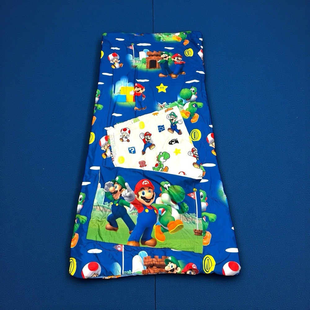 Queen Size Super Mario Bedding 2 sheets (flat,fitted), Comforter, 2 Pillow Case